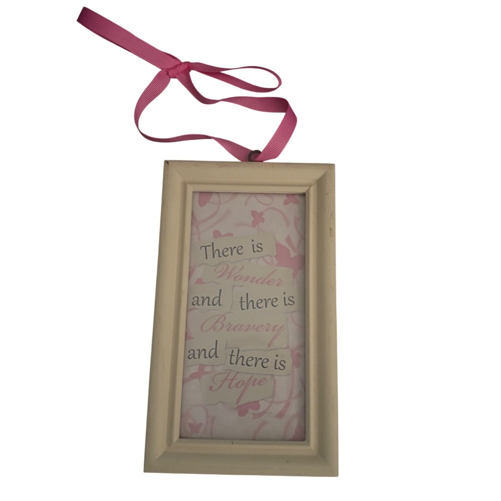 Susan Winget Framed Wall Art Shabby Chic Pink Cream Inspirational Quote 4x8‎